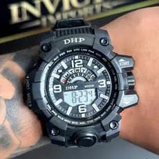 Relógio Masculino Esportivo Militar Digital Shock APROVA D'ÁGUA  Emborrado Preto Para Homens Funções Cronometro Luminoso