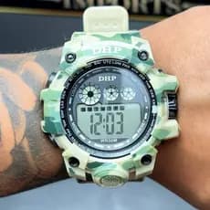 Relógio Masculino Esportivo Militar Digital Shock APROVA D'ÁGUA  Camuflado DHP Para Homens Funções Cronometro Luminoso
