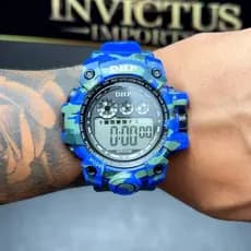 Relógio Masculino Esportivo DHP Militar Digital Shock APROVA D'ÁGUA  Camuflado Para Homens Funções Cronometro Luminoso