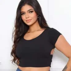 Cropped Tecido Anarruga Feminino Com Costas Cruzadas e Decote Moderno Estilo Moda Verão