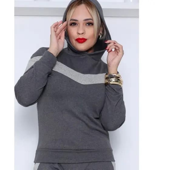 COJUNTO  FEMININO LANZINHA BLUSA E PANTALONA A BLUSA TEM CAPUZ ,PANTALONA TEM BOLSO