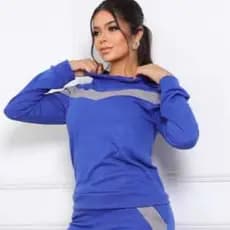 Conjunto Feminino Calça Pantalona com Bolsos e Blusa lanzinha com Capuz Moda Casual Estilosa