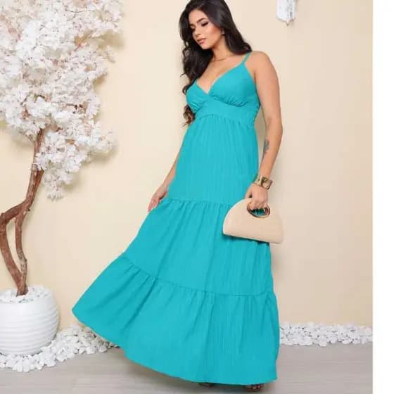 Vestido Longo Feminino,Tres Maria Com Alças Regulavel Adecuada Para Qualquer Ocasião