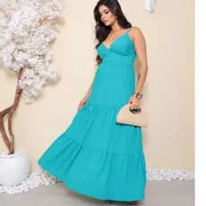 Vestido Longo Feminino,Tres Maria Com Alças Regulavel Adecuada Para Qualquer Ocasião