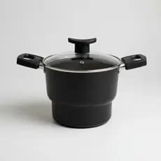 Cuscuzeiro Antiaderente 16cm Com Tampa de Vidro  Alumínio Com 5 Camadas de Teflon Cuscuz Nordestino