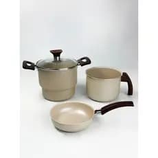 Kit Café Da Manhã Cuscuzeira com Tampa + Frigideira 1 ovo + Leiteira Antiaderente