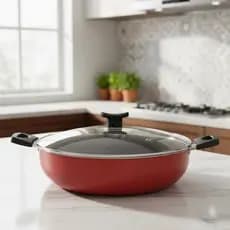 Panela Wok Francesa 30cm com Tampa Antiaderente 5 Camadas Teflon Alumínio Fogão a Gás