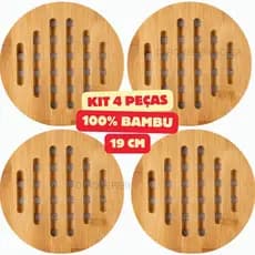 Kit Descanso de Panela em Bambu 19 cm - 4 unidades