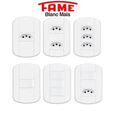 Kit 2 Tomadas, Interruptores FAME 10 ou 20A, placas - Linha BLANC MAIS - Branca
