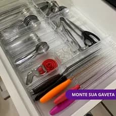 Monte sua Gaveta Organizador Modular em Acrílico Diversos Tamanhos para Utensílios de Cozinha Talher