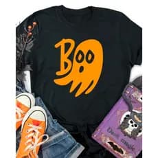 Camiseta Camisa Feminina Halloween Boo Funny Ghost