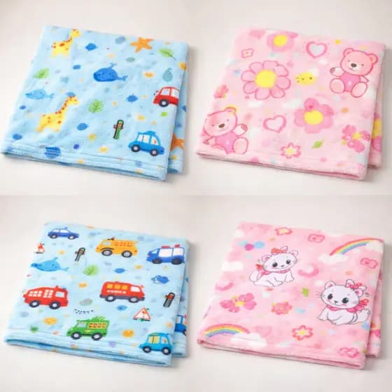 Kit 3 Manta Cobertor de Bebe Estampada 1,00 x 0,80m para Berço Lançamento