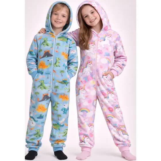 Kit 3 Macacão de Soft Longo Estampado com Zíper Quentinho Inverno 2023
