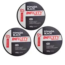 Kit 3x Cera Modeladora 160g Black Infinity | Disfarça os fios grisalhos | Alta Fixação | Anti Frizz