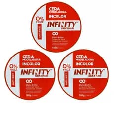 Kit 3x Cera Modeladora 160g  Incolor Vermelha Infinity | Anti Frizz | Alta Fixação | Efeto Brilho