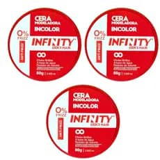 Kit 3x Cera Modeladora 80g Incolor Vermelha Infinity  Anti Frizz  Alta Fixação  Efeto Brilho