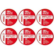 Kit 6x Cera Modeladora 80g Incolor Vermelha Infinity  Anti Frizz  Alta Fixação  Efeto Brilho