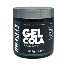 Gel Cola Capilar Masculino Infinity 500g Fixação Flexível e Hidratação para Penteados Perfeitos