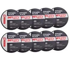 Kit 10x Cera Modeladora 160g Black Infinity | Disfarça os fios grisalhos | Alta Fixação | Anti Frizz