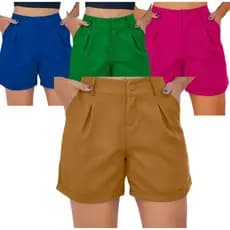 Kit 2 Shorts Meia coxa Alfaiataria Cintura Alta