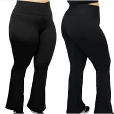 Calça Flare Plus Size Legging Preta Roupa de Academia