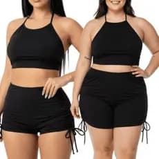 Conjunto Completo Biquíni Top Alcinha E Shorts Cordinha Lateral Sunquini M ao G3
