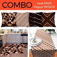 COMBO IMPERDÍVEL 03 : KIT 4 CAPAS PARA ALMOFADAS + KIT 3 TAPETES PARA COZINHA + TRILHO DE MESA