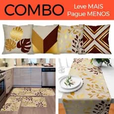 COMBO IMPERDÍVEL 11 : KIT 4 CAPAS PARA ALMOFADAS + KIT 3 TAPETES PARA COZINHA + TRILHO DE MESA