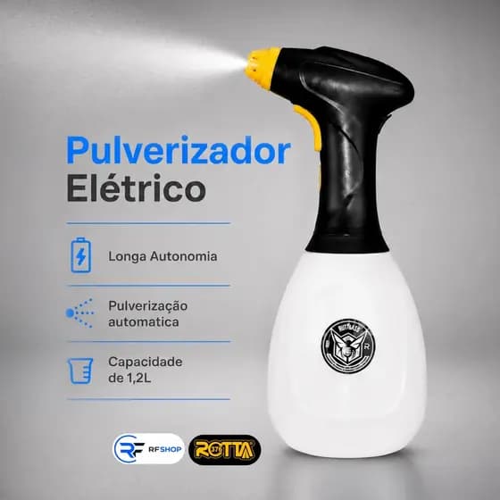 Pulverizador a Bateria Elétrico 1,2L ROTTA 376 Recarregável Automático Estética Jardim Limpeza
