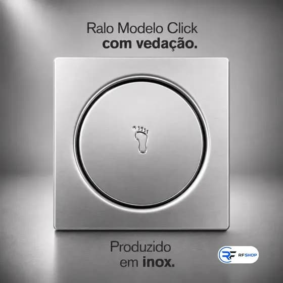 Ralo Inteligente Click em Inox com Vedação – 9,4x9,4cm, 10x10cm e 15x15cm Banheiro Lavabo Veda Cheiro