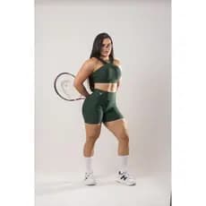 Conjunto Fitness Feminino Top e Short Suplex Zero Transparência Cintura Alta