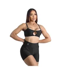 Conjunto Fitness Feminino Top e Short Suplex Zero Transparência Cintura Alta