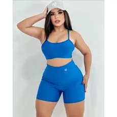 Conjunto Fitness Feminino Top e Short Suplex Zero Transparência Cintura Alta