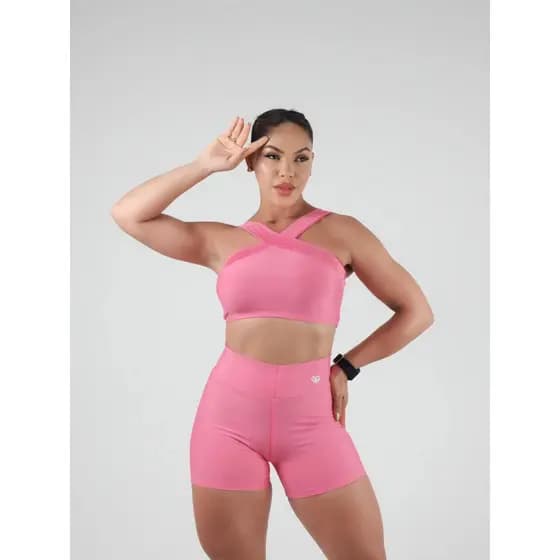 Conjunto Fitness Feminino Top e Short Suplex Zero Transparência