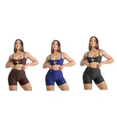 KIT 3 Conjuntos Fitness Feminino Top e Short Suplex Zero Transparência Cintura Alta