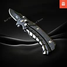 Canivete Automático  de Bolso Com Trava Militar Saque Rápido Aço Inox Preto 16cm