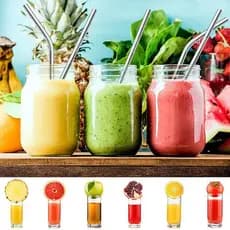 Canudos de Aço Inoxidável com 5 Reutilizáveis + Escova de Limpeza para Festa e Bar Eco Friendly