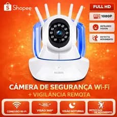 Camera De Segurança Ip Wifi 3 Antenas Robo Hd Baba Visão Noturna Cor Branca Detecção De Movimento