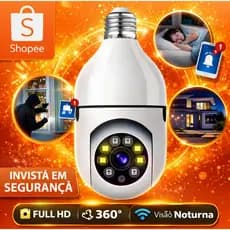 Câmera de Segurança Lâmpada Wi-Fi 360° Full HD Visão Noturna Sensor Movimento