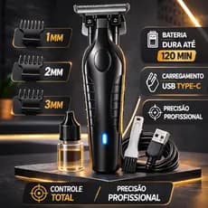 Máquina De Cortar Cabelo Barba E Acabamento Profissional Recarregável Sem Fio Usb Aparador Maxnova Premium Alta Precisão