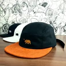 Boné Aba Reta 5 Five Panel Urso Bordado Anth Co Original Premium Camurça Skatista Streetwear Fitão