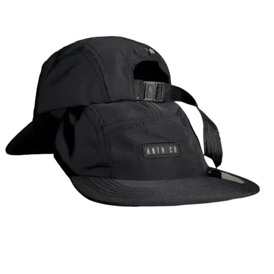 Boné Aba Reta Five Panel Impermeável Fitão Anth Co Original Strapback Water Preto Liso Skatista chapéu 5 Panel Masculino