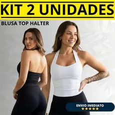Kit 2 Regata Top Halter Blusinha Halter Neck Moda Gringa  Frente Única Costas Nuas Cropped