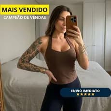 Regata Top Halter Blusinha Halter Neck Moda Gringa  Frente Única Costas Nuas Cropped