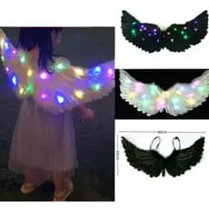 Fantasia de Asa de Anjo ou Diabo com luzes Para crianças/adultos - Asas De Pena/Halloween/Natal/Anjo