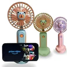 Mini Ventilador Portátil Recarregável Com Suporte De Celular