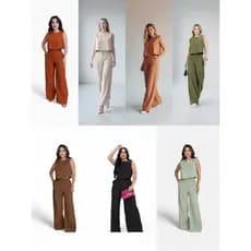 Conjunto Feminino Social  Blusa e Calça Pantalona Em Alfaiataria