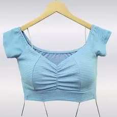 Cropped Feminino Top Ciganinha Franzido na Frente Com Bojo Estilosa