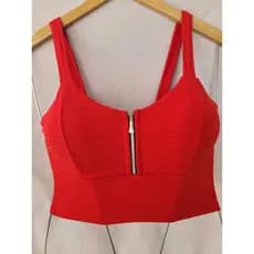 Cropped  Top Feminino Estilo Corselet Com Zíper e Bojo Estilosa Elegante Fashion Blogueira