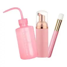 Kit Limpeza Extensão de Cílios Com Pump Espumador Pincel e Pisseta Rosa